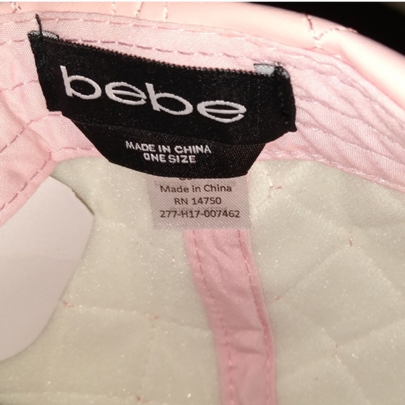 💜 NEW BEBE Pink Quilted Faux Leather Embroidered Hat Cap Lady's - Picture 4 of 7